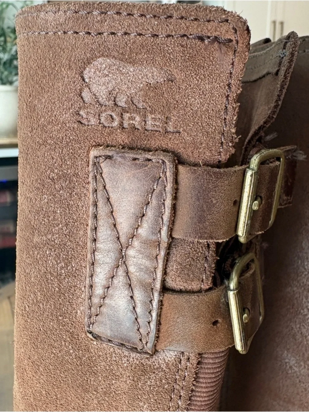 Sorel Major Tall Riding Boots Womens Size 10 Brown Leather Wedge Back Buckle